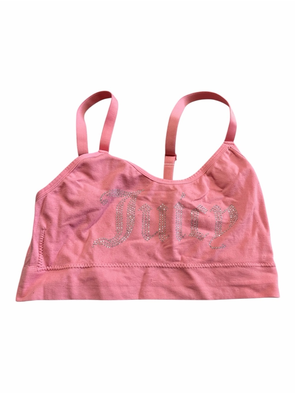 Juicy Couture Pink Rhinestone Logo Bralette Juniors Size XL Women’s Small y2k